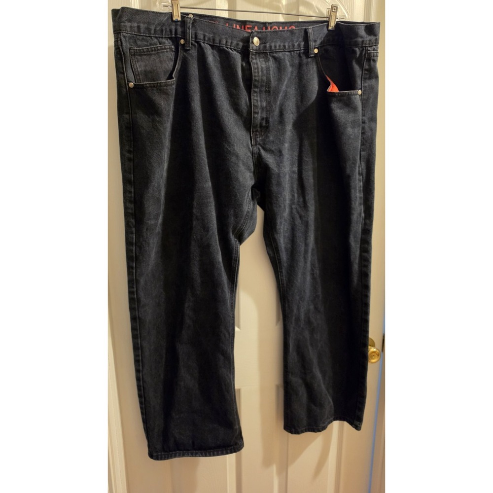 Linea Uomo Relaxed Straight Fit Jeans Mens 48x30 Black Faded Denim Pants